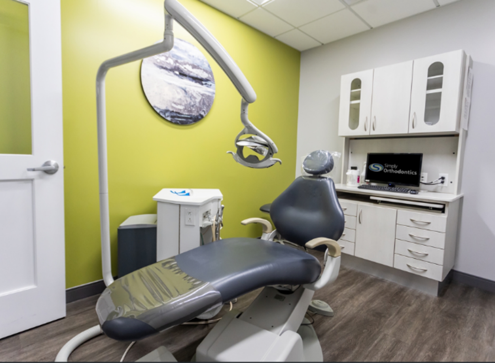 Dental chair in a dental environment.